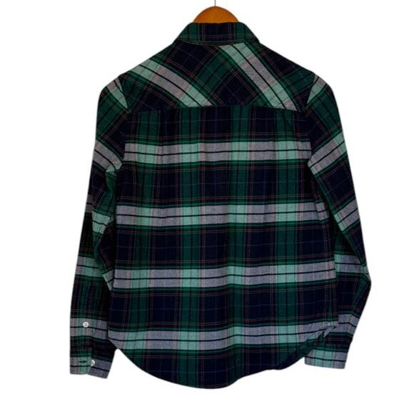 J.Crew Buffalo Plaid Flannel Top Women XX Small Green Blue 100% Cotton Gorpcore - Picture 4 of 7